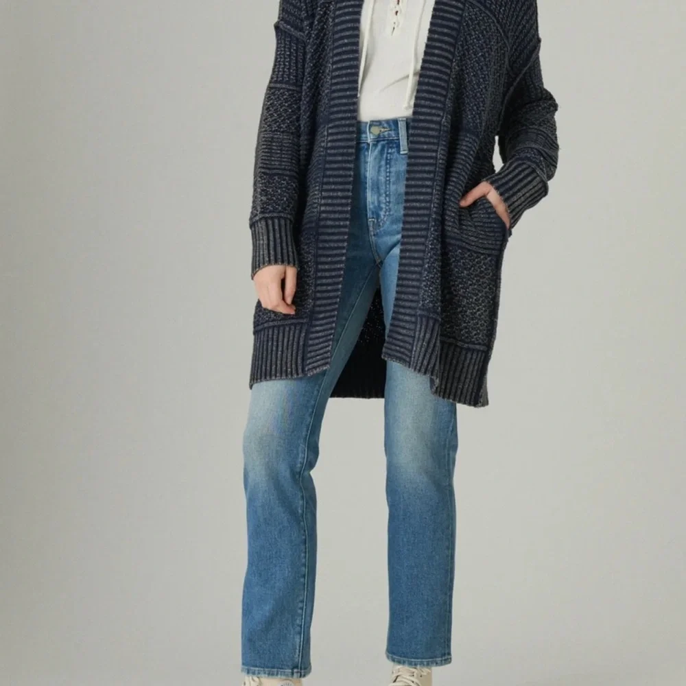 Lucky Brand Blue Oversized Knit Cardigan - Picture 2 of 16